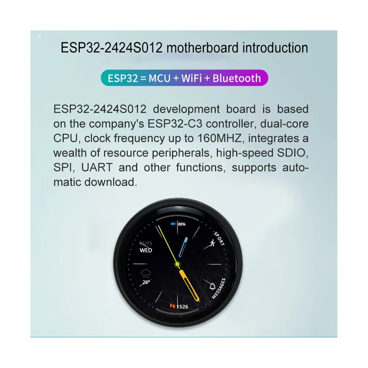 ESP32-C3 와이파이 블루투스 개발 보드 모듈, 1.28 인치 원형 LCD 디스플레이 화면, 240X240 IPS 스마트 디스플레이 화면 B