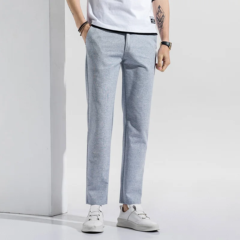 2022 Spring Summer Cotton Linen Casual Pants Men Thin Breathable Slim Fashion Khaki Grey Trousers Male Brand Clothing |