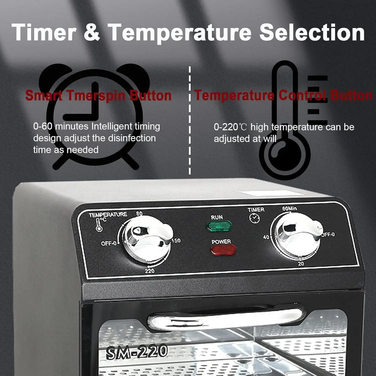 Sterilizer Nail Tool Cleaning Machine Large Capacity Timer 8L Multifunctional High Temperature Dry Box Stainless Steel For Home