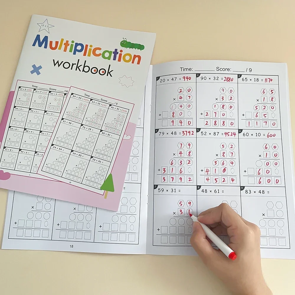 32 Pages Child 2 Digit Math Multiplication Exercise Book Math Arithmetic Practice Workbook for Grade 3-5 of Primary School 5