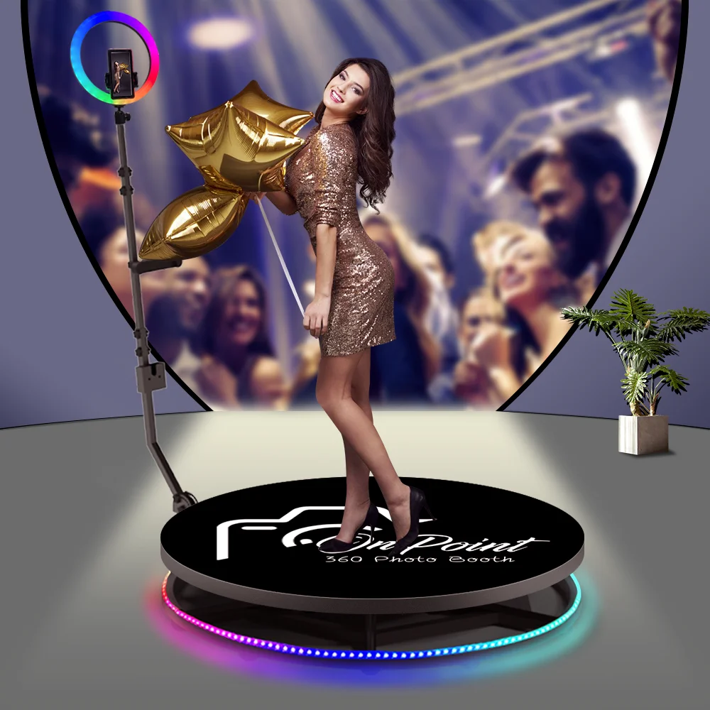 60cm-115cm 360 Photo Booth Automatic Machine Video Slow Motion Auto Rotating Photobooth 360 With Case for Parties and Weddings