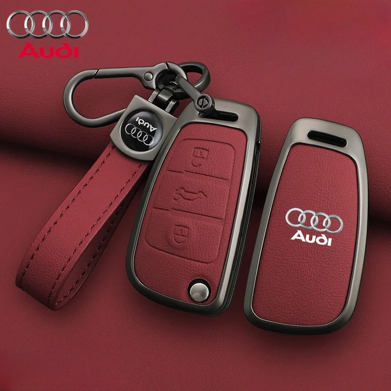 Zinc Alloy Leather Car Remote Key Case Cover Key Case Car Key Shell Audi A1 A3 8P A4 A5 A6 C7 A7 S3 S7 S8 R8 Q2 Q3 Q5 Q7 Q8 SQ5 TT RS3 RS6 Keychain