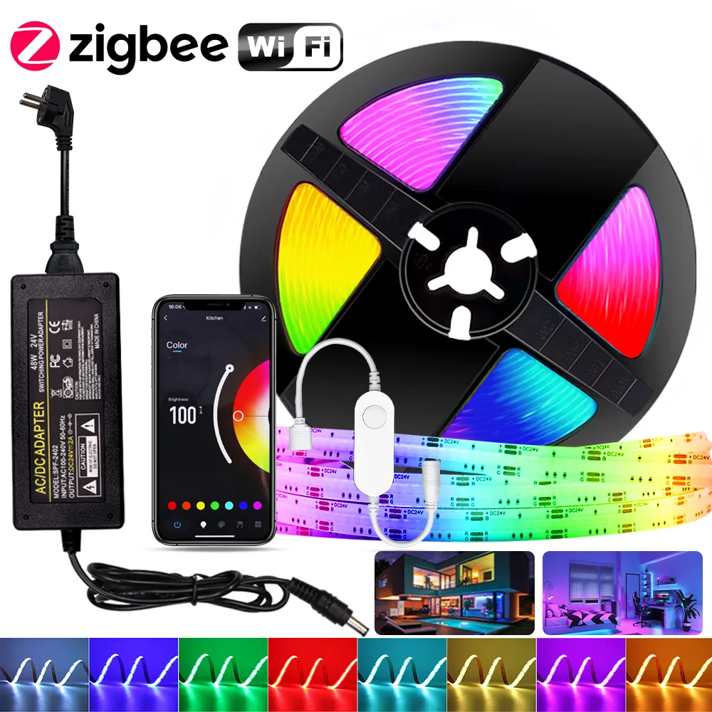 

FOB RGB LED Strip 12V 24V 768 LEDs/M Flexible Colorful Lamp Band High Density Flex LED Tape Light Dimmable Linear Ribbon 3M 5M