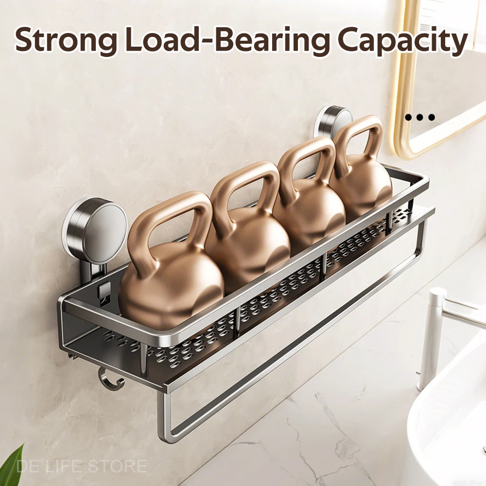30/40/50CM Bathroom Shelf With Suction Cup Shower Organizer Without Drilling Shampoo Rack Toilet Shelf Bathroom Accessories 3
