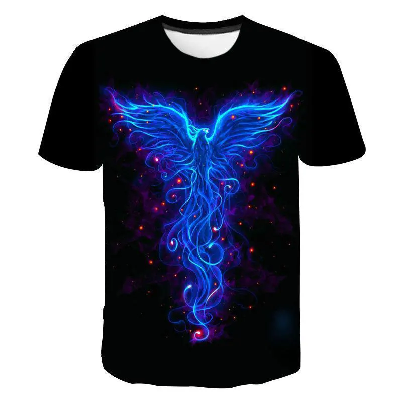 

3d Printed Phoenix Bird Pattern Men'S Summer T-Shirt Fashion Casual Fun O Collar Oversized Short-Sleeved T-Shirt Clothing