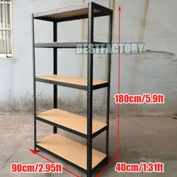 Heavy-Duty 5-Tier Metal Storage Shelving (180cm Black)