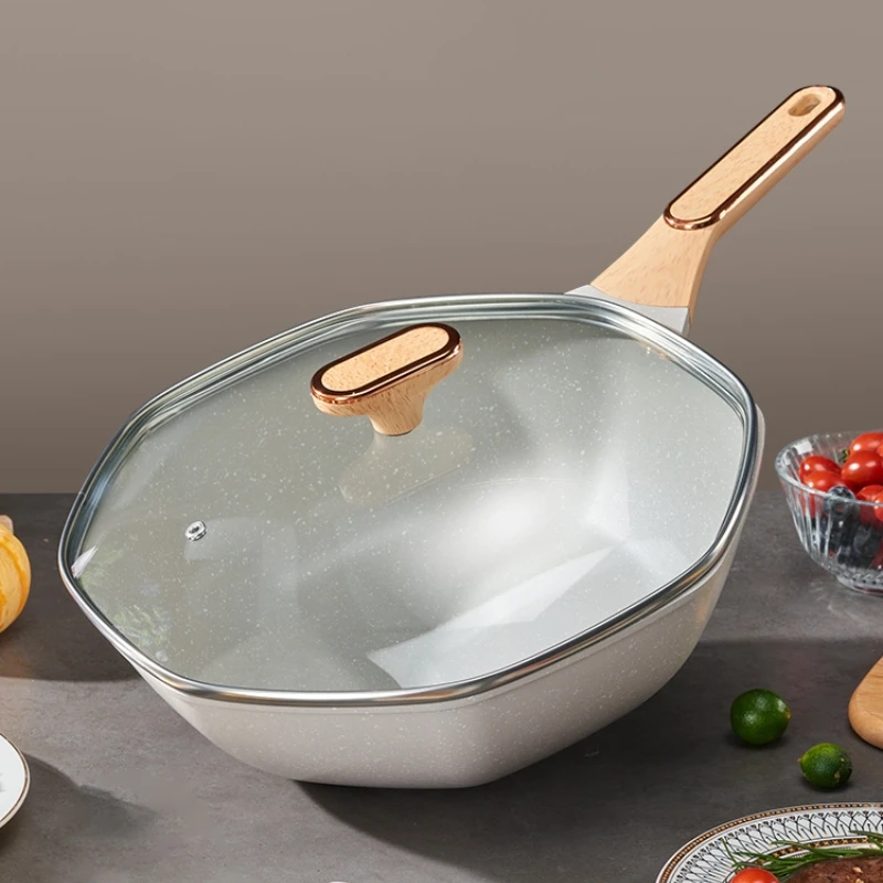 Frying Pan 28cm Octagonal Frying Pan Household Egg Steak Wok Universal Cooker Nonstick Pan Kitchen Frying Cooking Saucepan