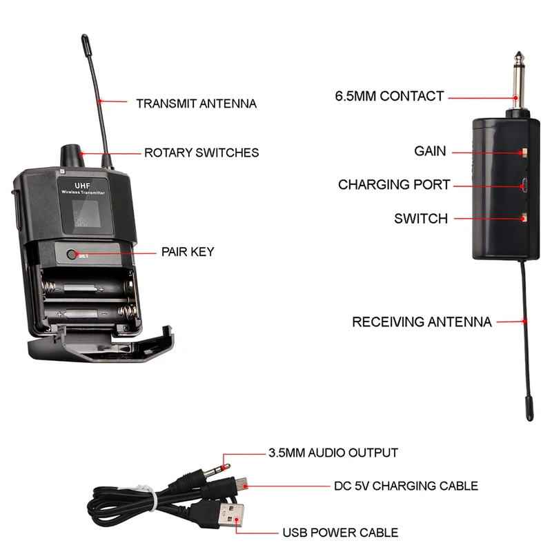 รูปสินค้า ไมโครโฟนไร้สาย UHF พร้อมตัวรับสัญญาณ LED