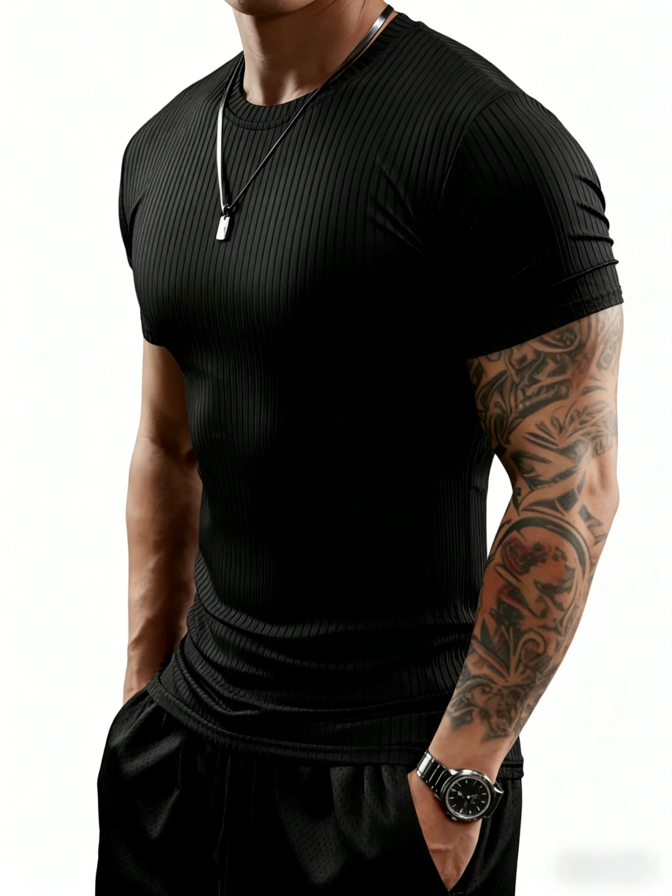 T-shirt fitness da uomo Felpa casual a maniche corte Bodybuilding Slim Running Top Abbigliamento sportivo ad asciugatura rapida Nuovo prodotto estivo - immagine 5