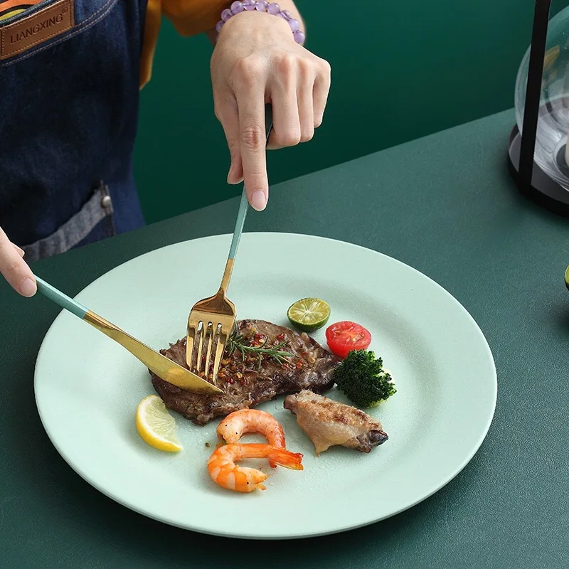 Dining Dish 28cm Wheat Straw Dinner Plates Pizza Plate Steak Plate Western Food Large Dessert Dishes