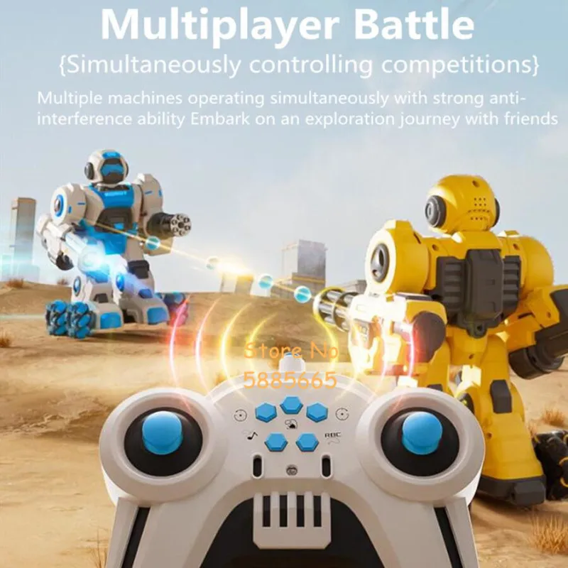 Watch Sensing Smart Electric Dual Remote Control Robot 2.4G Lighting Smoking 360° Rotation Lanuch Bullet All Terrain RC Robot 4