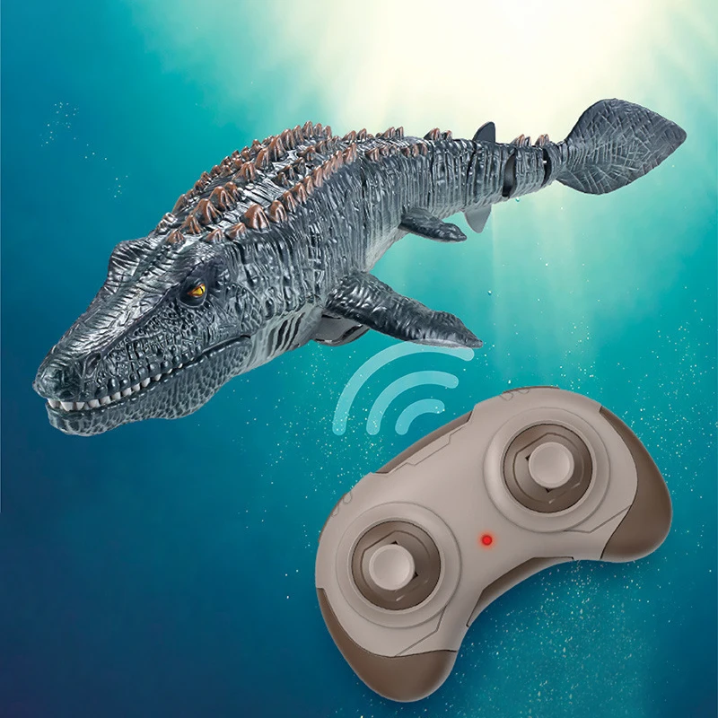 Remote control mosasaur dinosaur electric can be launched into the water will swing swimming water spray children's toy boy gift 4