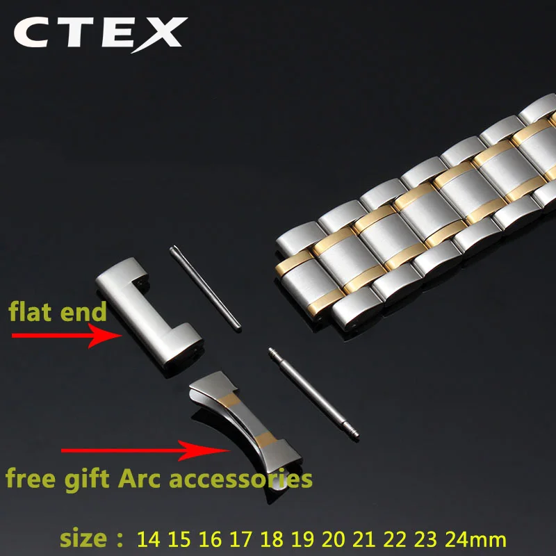 Stainless Steel Curved Strap Watch Bracelet for Men and Women - Multiple Size Options Available