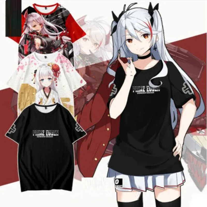 Game azur lane 3d t shirt men women boys girls harajuku short sleeve funny tshirt graphic t shirts anime clothes cosplay costume