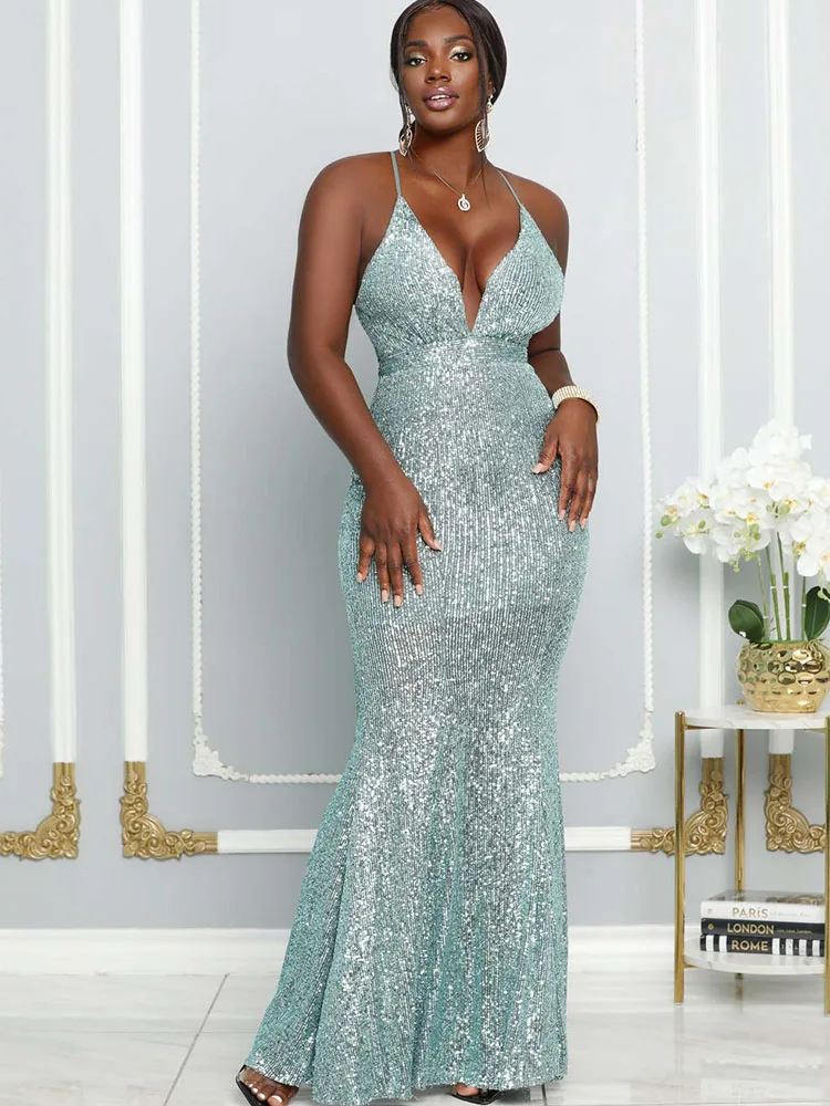 

Sexy Glitter Sequins Party Dresses Women Evening Celebrity Wedding Mermaid Maxi Dress Backless Nightclub Bodycon Long Dress