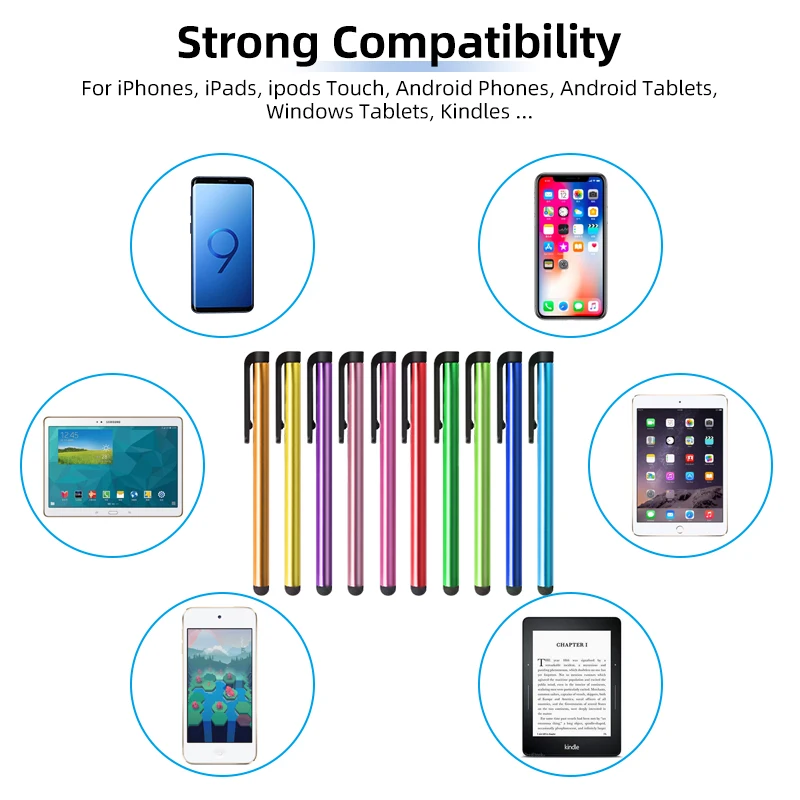 10-Pack Capacitive Stylus Pens with Soft Touch Tips