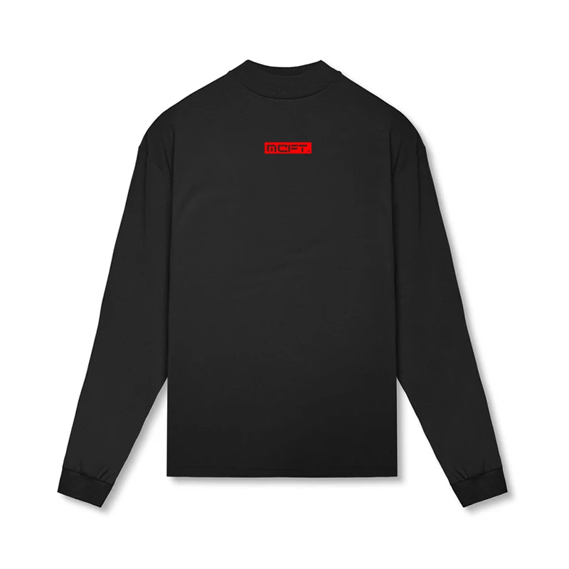 

Mens Running Oversized Breathable Fitness Sporting High-collar Long Sleeve Tshirt Fashion Clothing Bodybuilding T Shirt
