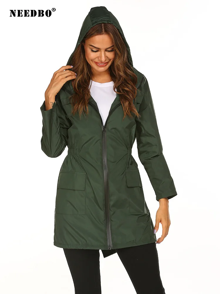 

Jacket Basic Coats Woman 2022 Summer Loose Female Windbreaker Jacket Harajuku Waterproof Hooded Pocket Coat