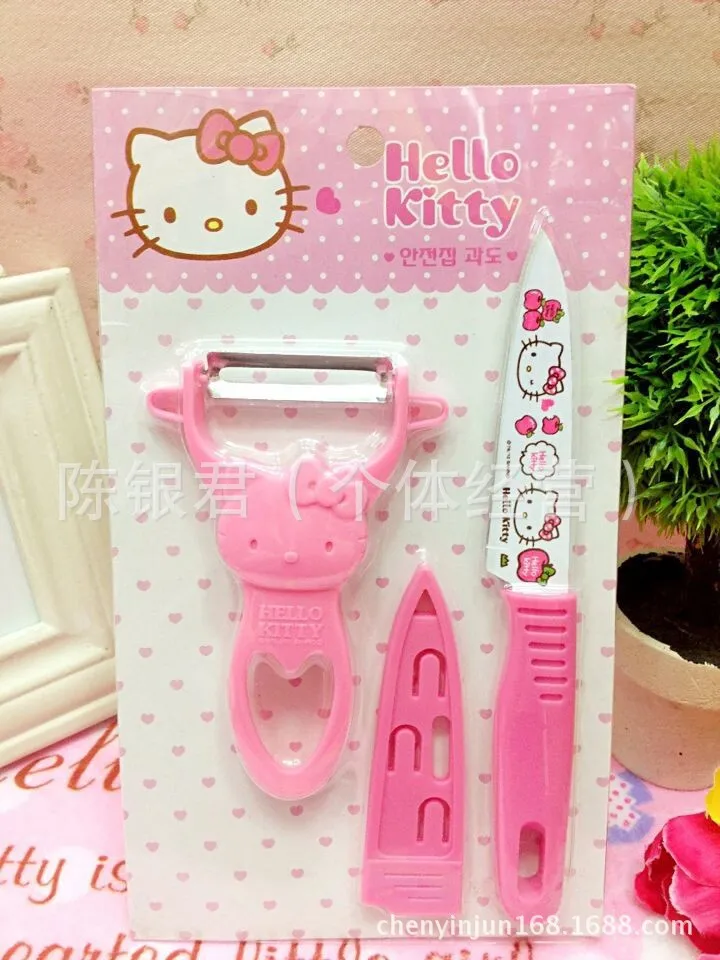 

Kawaii Sanrio New Cute Hellokitty Peeler Set Kitchen Fruit Knife 2 Piece Peeler Girl Heart Kitchen Supplies