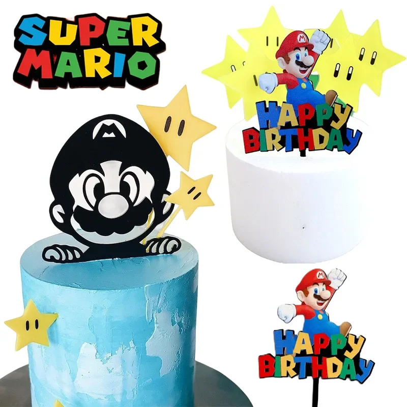 Super Mario Bros Decorazioni Per Il Compleanno Decorazione Per Torte Decorazioni Per Torte Nuziali Flage Per Bambini Forniture Per Feste Di Compleanno