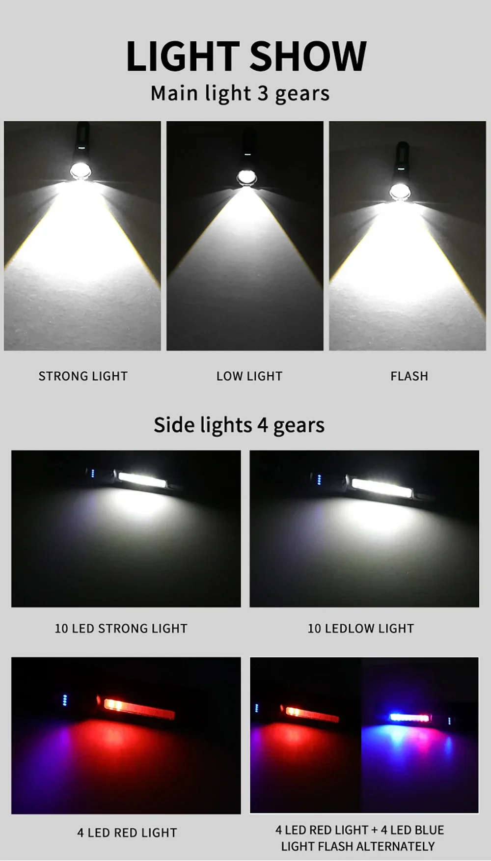 Description Picture 6 of itemPortable Tactical Flashlight Flashlight with Built-In Battery USB Rechargeable Outdoor Emergency Spotlights Telescopic Jet Beam