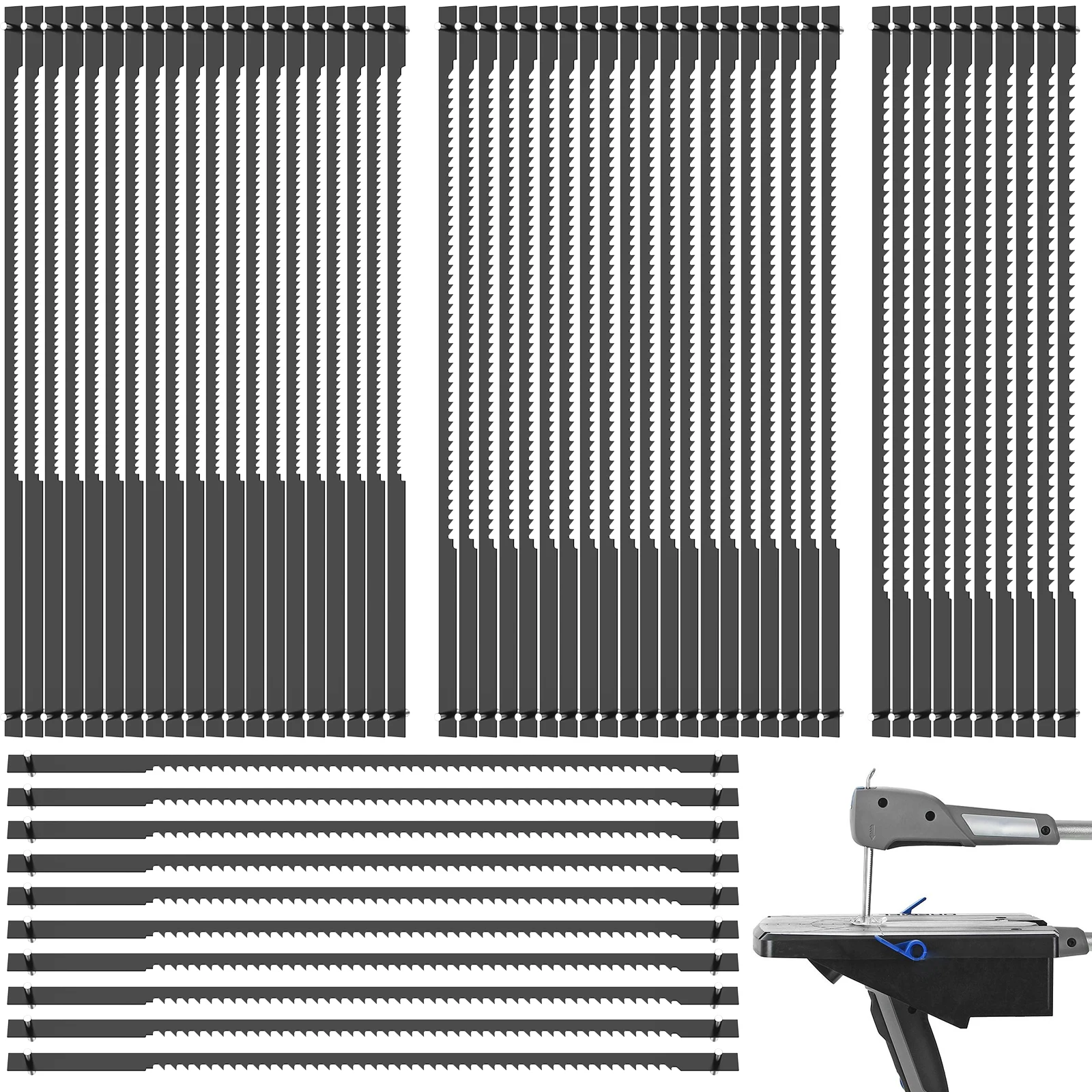 60Pcs Pin End Scroll Saw Blade Set Compatible with MS20 4inch High Carbon Steel Scroll Saw Blades Assortment Wood Cutting
