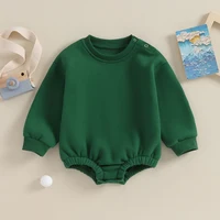 7 Colors Autumn Winter Newborn Baby Boys Girls Warm Rompers Clothing Solid Loose Thicken Long Sleeve Sweatshirts Jumpsuits 2