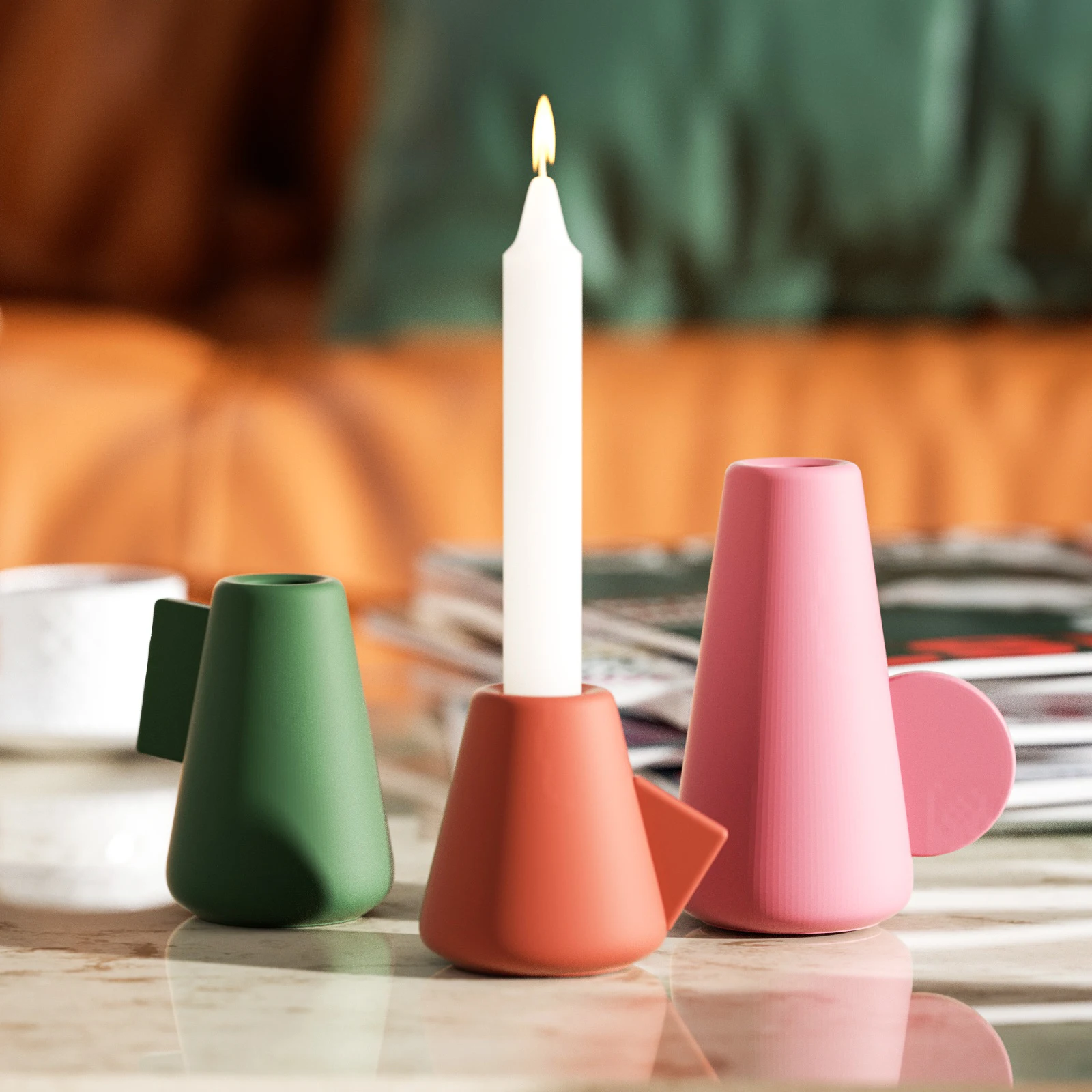 

Geometric Taper Candle Holder Mould Handmade Silicone Candlestick Holder Molds for Cement Concrete DIY Jesmonite Craft Tools