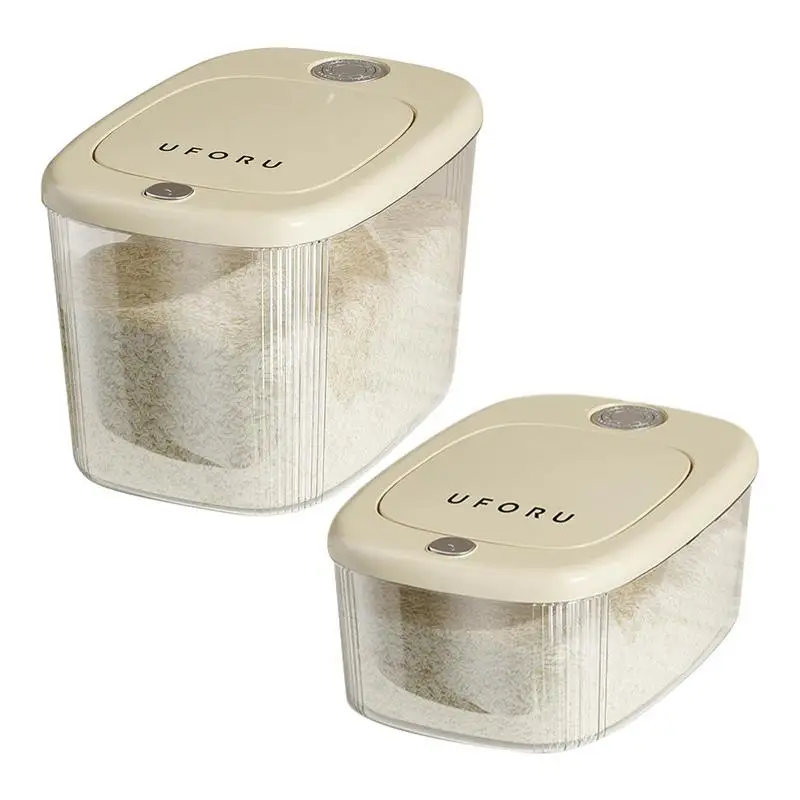 

Kitchen Rice Organizer Large Capacity Grain Container With Lid Airtight Rice Dispenser Moisture Proof Cereal Storage Organizer