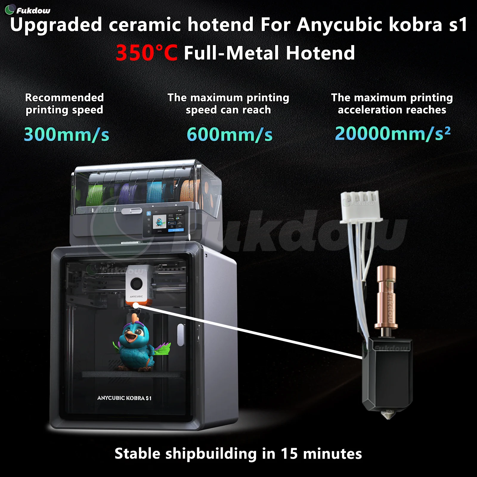 High-Performance Ceramic Heating Block Kit with Hard Steel Nozzle for 3D Printing