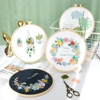 Flower Embroidery Starter Kit DIY Cross Stitch Set for Beginner Wreath Printed Sewing Art Craft Painting Home Decor Needle Art 6