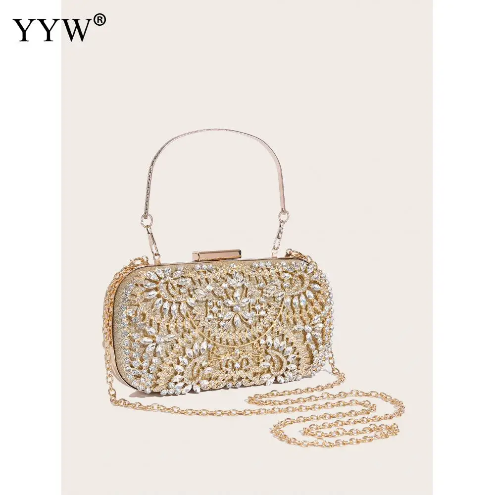 Newest Rhinestone Clutch Purse Luxury Diamond Women Gold Evening Clutches Bags Wedding Bridal Bag Handbags Wallet Shoulder Bag