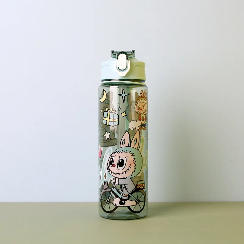 Water Cup Children's Cartoon Transparent Pop-up Spout Water Cup Hand-held Strap Anti-fall Kettle Space Cup