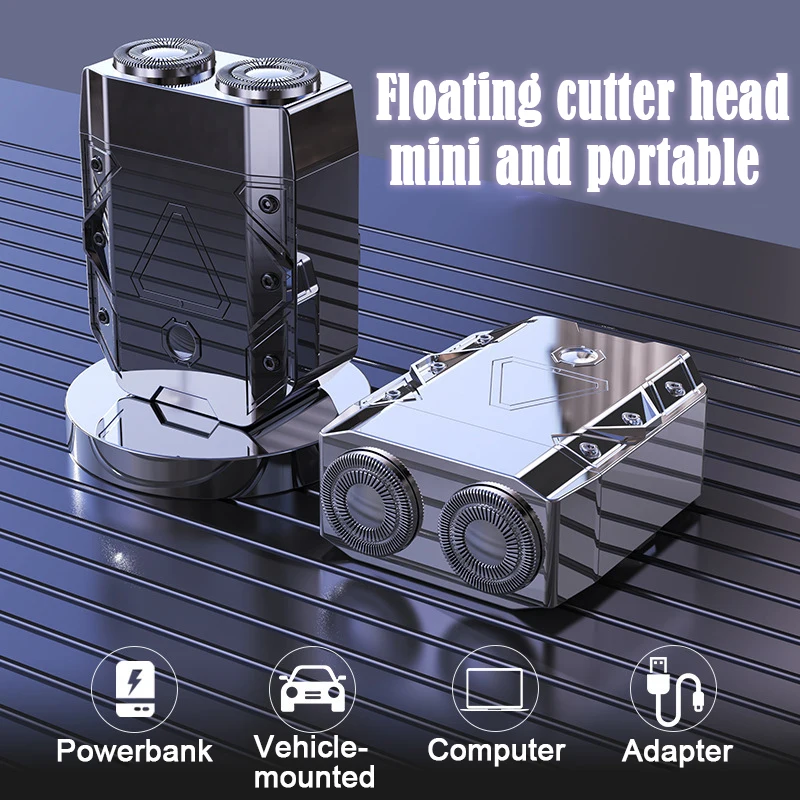 Iron Warrior Electric Shaver Double Floating Head Mini Beard Knife For Men Portable Travel Painless Cordless Face Razor Trimmer