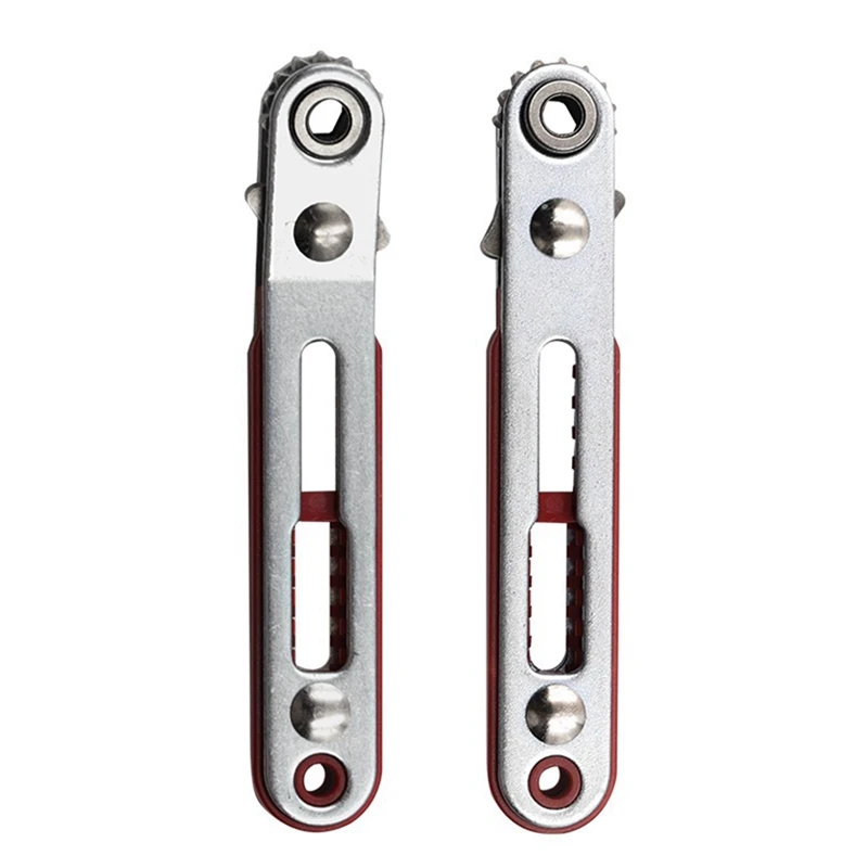 

2 Piece Mini Quick Ratchet Wrench Set Straight/Elbow Screwdriver Set Red & Silver Chrome Alum Alloy Steel Has Two Heads