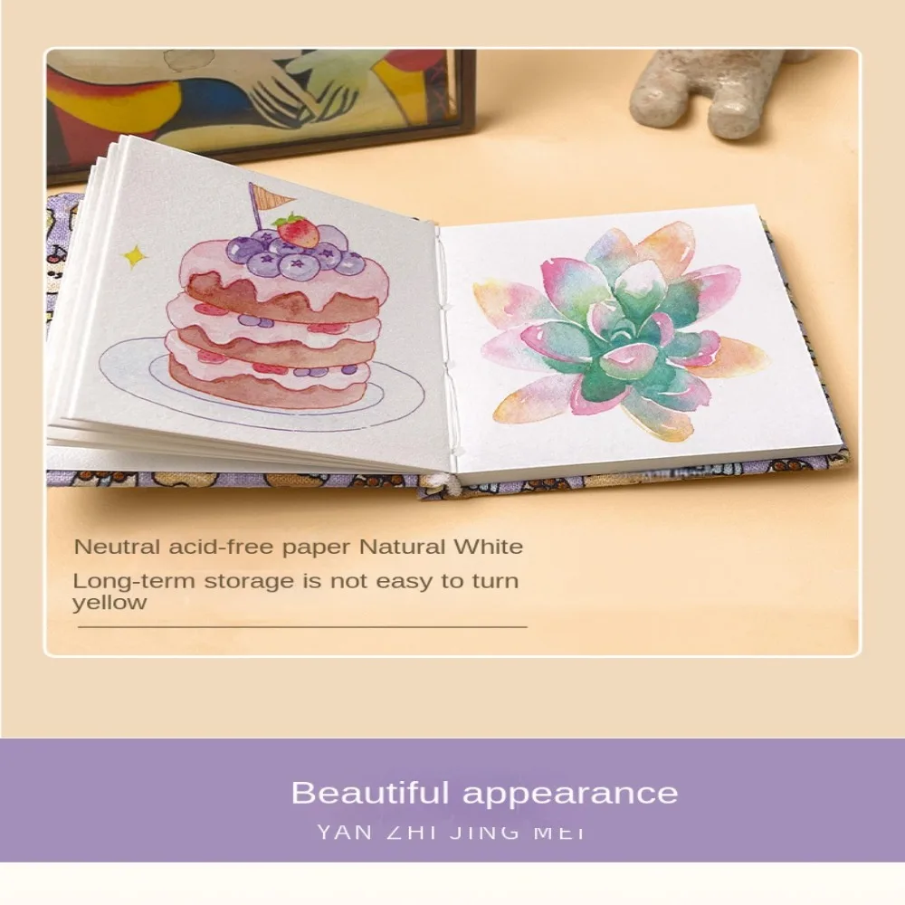 Fabric Mini Watercolor Book Art Supplies Wood Pulp 300g Picture Book Portable Fine Grain Travel Sketchbook Painting
