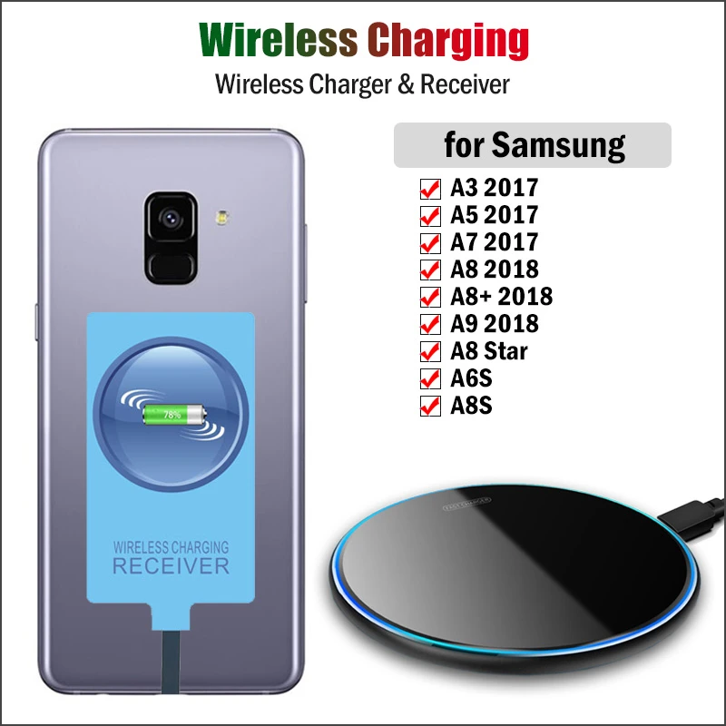 iphone wireless charger Qi Wireless Charger & Type-C Receiver for Samsung Galaxy A3 A5 A7 2017 A8 Star A8+ 2018 A6S A8S Wireless Charging USB Adapter ipad wireless charging