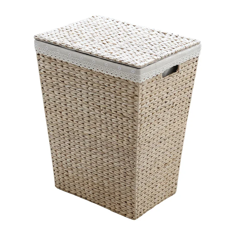 

Nordic Vine Straw Clothes Box Laundry Laundry with Lid Dirty Clothes Large Storage Basket
