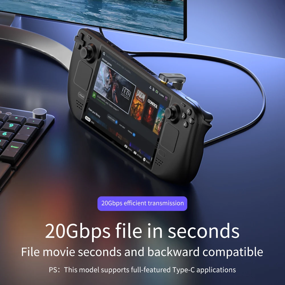 STEAM DECK Handheld Game Console Adapter -- type-c Public to Type-c Female -- type-c Public to USB Female