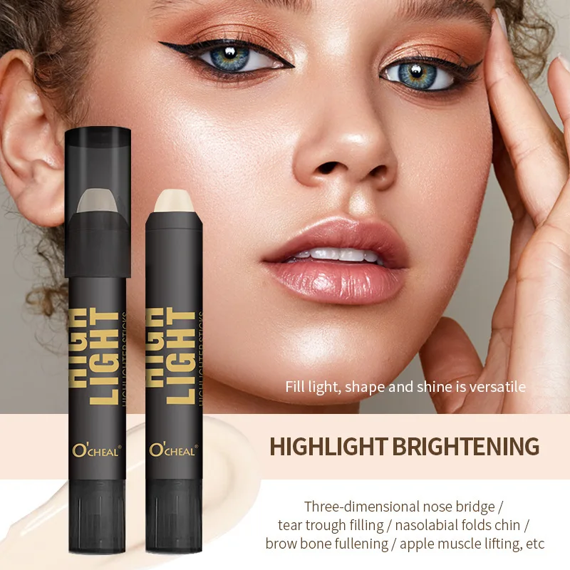 Waterproof Highlighter Contouring Bronzer Stick Long Lasting Brightening Concealer Pencil 3D Face Nose Shadow Makeup Corrector