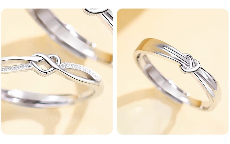 Schlichtes Design, Paarring aus 925er-Sterlingsilber, Paare versprechen sich gegenseitig, wirklich silberner Liebhaber, Hochzeit, Verlobung, hoher Schmuck – Detail 6
