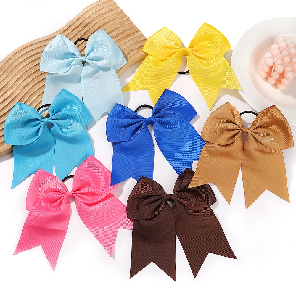 

1pcs Solid Color Big Bows with Elastic Hair Ties for Girls Ribbon Bowknot Hair Band Rubber Band Headwear Kids Hair Accessories