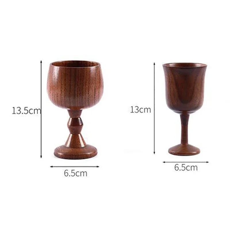 Handmade Natural Spruce Wood Goblet Cup Environmental Classical Wine Glass Round Red Wine Teapcup Solid Wooden Goblets Drinkware