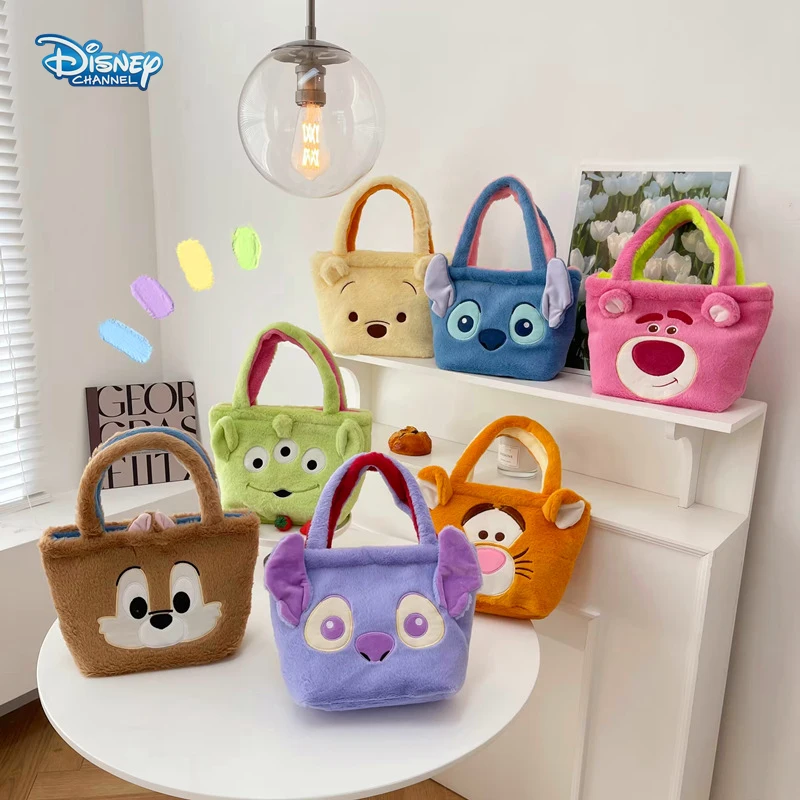 Disney New Cartoon Handbags Cute Stitch Winnie The Pooh Anime Animals Borse Di Peluche Per Le Donne Ragazze Fashion Shopping Bag Bento Bag