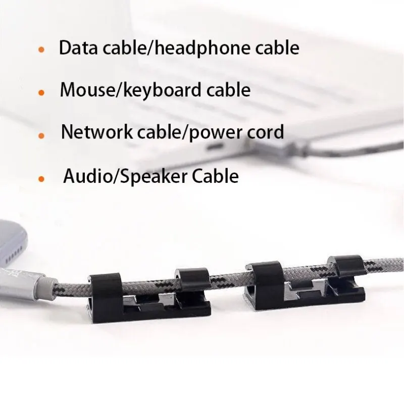 Cable Clips Organizer Self Adhesive Drop Wire Holder Cord Management Tidy Fixed Clamp Earphone Line Clip Home Office 16/20 Pcs