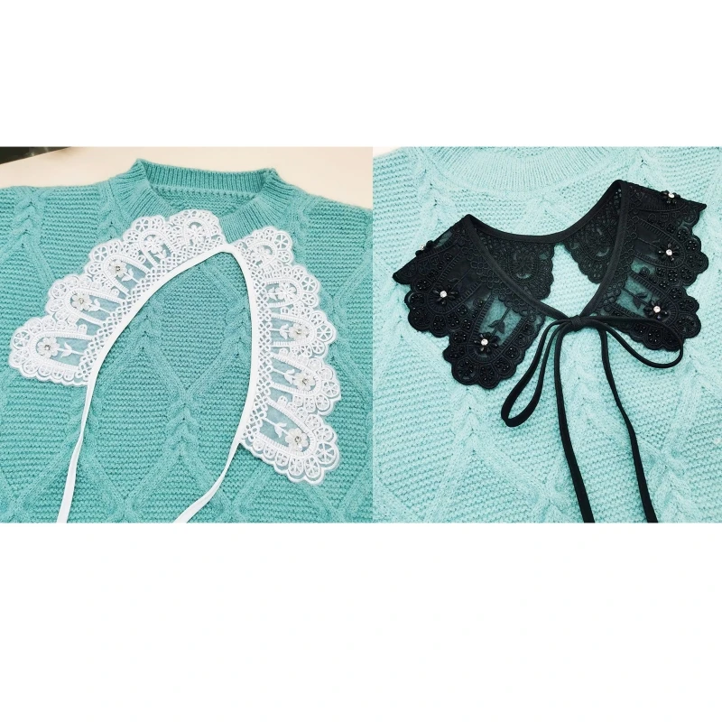 

2XPC Lace Shawl Flower Fake Collar Female Shirt False Collars Ladies Decoration