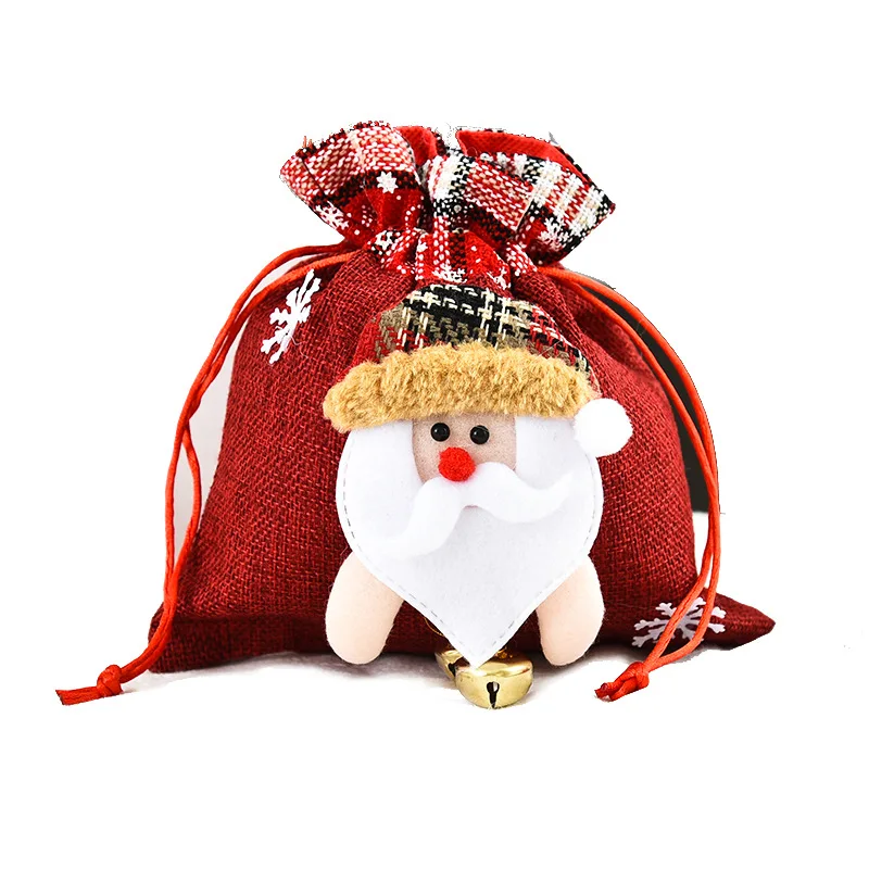 

Christmas Drawstring Bag Xmas 3D Design Fabric Gift Bags Apple Bag for Favors＆Decor Cute Snowman Santa Claus Deer Party Supplies