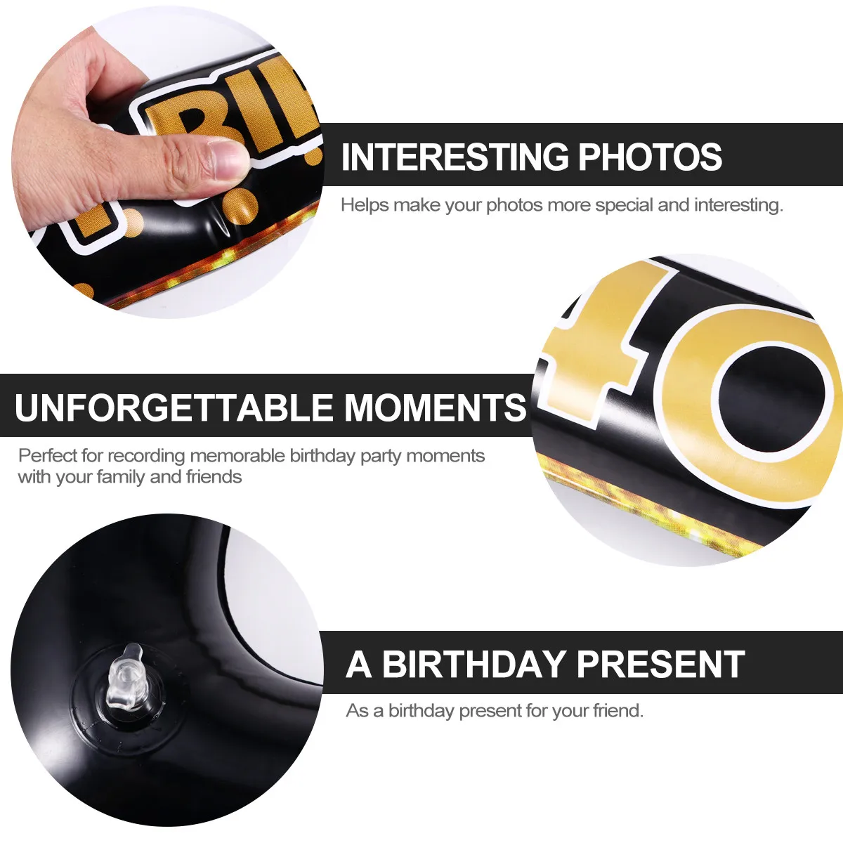 1Pcs 풍선 파티 사진 프레임 생일 사진 소품 PVC로 제작된 경량 안전 친환경 생일 파티 가면극