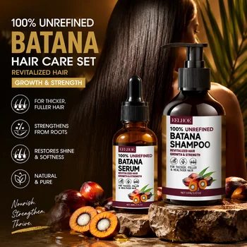 Set per la Cura dei Capelli con Olio di Batana, Shampoo e Siero, Trattamento Idratante per Capelli Secchi e Danneggiati, Soluzione per Capelli Crespi