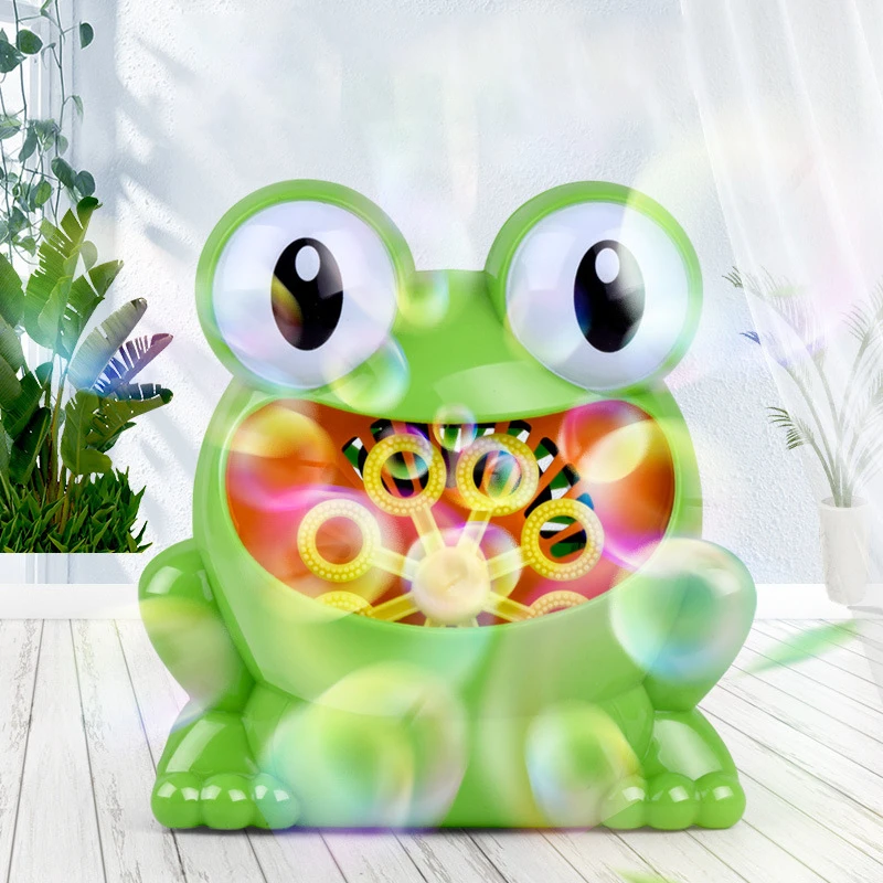 New Bubble Gun Cute Frog Automatic Bubble Machine Soap Water Bubble Blower Music Outdoor Toys for Kids juguetes brinquedos Toy 4